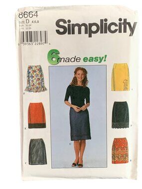 Simplicity 8664 Misses Skirt Sewing Pattern Size 4-6-8 Uncut